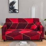 Housse de canap extensible 2 place couverture canap avec accoudoirs gomtrie rouge[sft186]