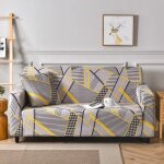 Housse de canap extensible 2 place couverture canap avec accoudoirs lignes gomtriques or gris[sft2] ...
