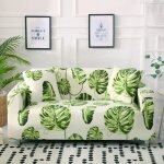 Housse de canap extensible 2 place couverture canap avec accoudoirs plantes tropicales vert[sft117] ...