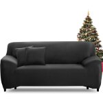 Housse de canap� extensible 3 places rev�tement de canap� avec accoudoirs universel noir