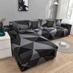 Housse de canap� - jormftte - extensible - 2 places 145 - 185cm - 3 places 190 - 230cm - couleur noirgris ...