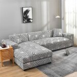 Housse de canap� - jormftte - extensible - 3 places + 2 places - gris - polyester