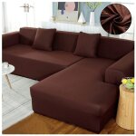 Housse de canap - universelle - extensible - polyester - 190x230 cm - couleur caf / vert sarcelle