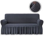 Housse de canap�3 place extensible avec accoudoirs housse de fauteuil protecteur de canap� avec jupe ...