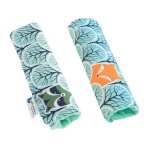 Housse de ceinture enfant 2 pi�ces coussin de ceinture 17x22cm 100% coton minky for�t � la menthe minky ...