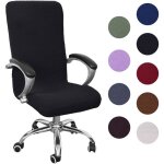 Housse de chaise bureau extensible microfibre lavable 70 - 78cm noir confortable pour fauteuil de direction ...