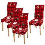Housses de chaise - gigicial - ensemble de housses de no�l - rouge - extensibles - lavables