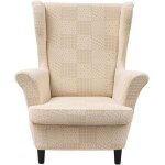 Housses de chaise  oreilles extensibles pour fauteuil?motif jacquard  carreaux couleur unie?housse ...