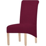 Housse de chaise de salle � manger en jacquard extensible de grande taille (rouge vin 2 pi�ces)