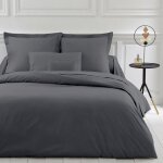 Housse de couette - 100% coton - 220x240 cm - gris fonc - 57 fils / cm - lit 2 places