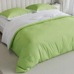 Housse de couette 140x200 cm parure de lit 4 pi�ces vert blanc en tissu en polyester avec 2 taies doreillers ...