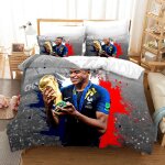 Housse de couette 140x200 football parure de lit 1 personne en microfibre avec 2 taies doreiller 65 * ...