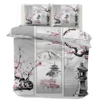Housse de couette 140x200 japonais parure de lit 1 personne r�versible pour lit 90x190housse couette ...