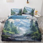 Housse de couette 140x200 montagne - decoration montagne parure de lit imprimée paysage de la forest1 ... Housse de couette 140x200 montagne - decoration montagne parure de lit imprimée paysage de la forest1 ...
