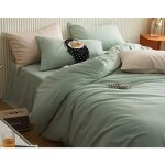 Housse de couette 140x200 vert clair parure de microfibre avec fermeture clair avec taie doreiller 65x65 ...
