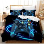 Housse de couette 140x200cm avec taies doreiller parure de lit 1 personnes gamer garcon 3d gaming game ...