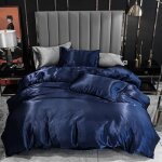 Housse de couette 200 x 230 cm + 2 taies doreiller 50 * 70cm soie comme le satin parure de lit 2 personnes ...