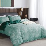 Housse de couette 200x20 motif feuilles tropicales verte parure de lit r�versible en fermeture �clair ...