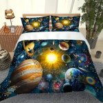 Housse de couette 200x200cm parure de lit 2 personnes housse couette 3d modle de soleil plante cosmique ...