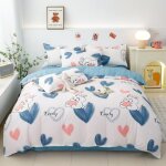 Housse de couette 220x240 100% microfibre motif botanique parure de lit avec fermeture clair housse ...
