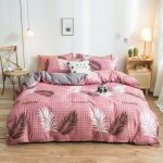 Housse de couette 220x240 100% microfibre motif botanique parure de lit avec fermeture clair housse ...