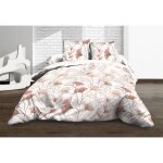 Housse de couette kyoto 220x240 cm 100% coton - 2 taies 63x63 cm - rose / beige tissage 57 fils / cm� ...