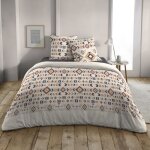 Housse de couette 220x240 cm avec 2 taies doreiller 63x63 cm parure de lit coton cheyenne
