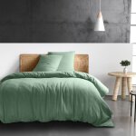 Housse de couette 220x240 cm gaze de coton vert givr�e