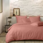 Housse de couette 220x240 cm percale de coton rose poudr�