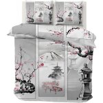 Housse de couette 220x240 japonais parure de lit adulte housse de couette 2 personnes imprime mont fuji ...