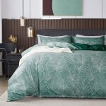 Housse de couette 220x240 motif feuilles tropicales verte parure de lit rversible en fermeture clair ...