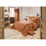 Housse de couette 240 x 220 cm ga�a - double gaze de coton luxe abricot leffet papillon