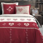Housse de couette 240x220 modane rouge + 2 taies coton 57 fils