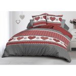 Housse de couette 240x260 + 2 taies - microfibre - coeurs rouge