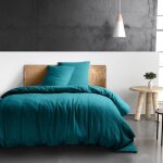 Housse de couette 240x260 cm gaze de coton bleu enamel