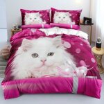 Housse de couette 3d chat 200×200 cmliterie pour enfantsimprimé chat mignon + 2 taie doreiller 65×65cm ... Housse de couette 3d chat 200×200 cmliterie pour enfantsimprimé chat mignon + 2 taie doreiller 65×65cm ...