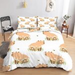 Housse de couette 90x190 capybara parure de lit fleurs housse couette 1 personne animaux de dessin anim ...