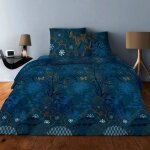 Housse de couette 140x200 new japonisant bleu 100% coton 57fils / cm