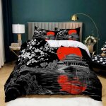 Housse de couette architecture japonaise en fleurs de cerisier parure de lit avec fermeture �clair taies ...