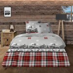 Alpes blanc - housse de couette chalet 200x200 cm + 2 taies 65x65 cm - 100% coton 57 fils - grand teint ...