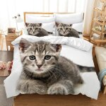 Housse de couette chat 140x200cmensemble de literie pour enfants avec fermeture éclair + 2 taies doreiller ... Housse de couette chat 140x200cmensemble de literie pour enfants avec fermeture éclair + 2 taies doreiller ...