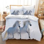 Housse de couette cheval parure de litavec fermeture �clair 3d animaux cheval blanc housse de couette ...