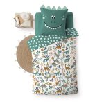 Housse de couette - dinosaure - 140 x 200 cm - 100% coton - lavable en machine