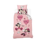 Disney - housse de couette mickey et minnie 140x200 cm + 1 taie doreiller 63x63 cm - 100% coton - rose ...