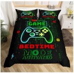 Housse de couette enfant 220x240 gaming parure de lit ado garcon gamer vert sets de housses de couettes ...