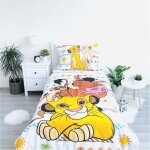 Housse de couette enfant roi lion 140x200 cm et taie doreiller 70x90cm parure de lit simba disney pour ...