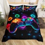 Housse de couette gaming 220x240 parure de lit gamer pour jeunes gar�ons filles sets de housses de couettes ...
