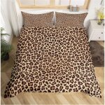 Housse de couette imprim� l�opard marron noir parure de lit imprim� gu�pard 200x200cm afrique animal ...