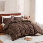 Housse de couette lopard brun et noir parure de lit microfibre imprim lopard moderne parure housse ...