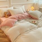 Housse de couettes parure de lit 4 pi�ces 200x 230cm ensemble de literie avec 2 taies doreillers et 1 ...